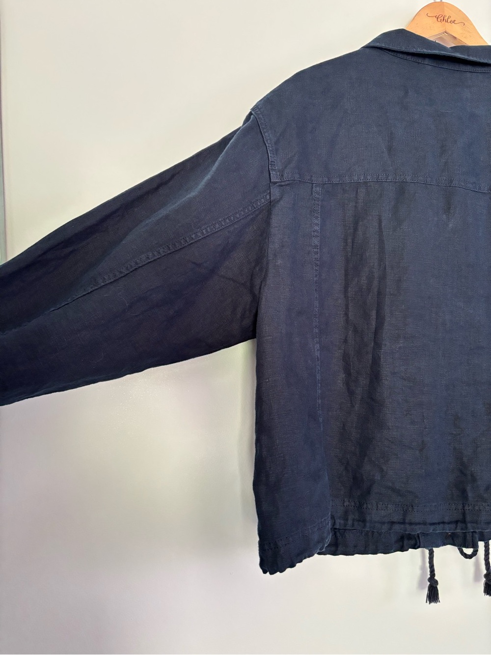 Talbots Women’s Navy Blue 100% Linen Button Front Utility Field Jacket XL - Picture 16 of 16